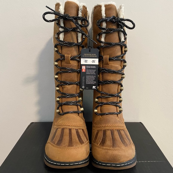 SOREL Whistler Tall Camel Brown Black Cream Gray Winter Lace Up Boots Shoes Sz 6 - Picture 2 of 10
